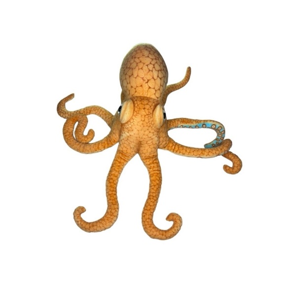 Octopus Orange Realistic Soft Plush Toy - Picture 2 of 4